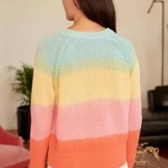 White and Warren Textured Rainbow Crewneck: Brand New XS - Picture 5 of 8